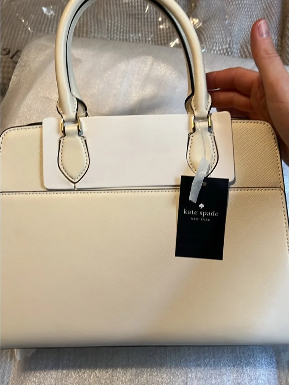 kate spade New York Madison Cream Saffiano Leather Satchel